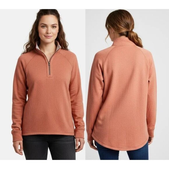 Tommy Bahama Tops - Tommy Bahama Women's Light Orange 1/4 Zip Mock Neck Raglan Sleeve Sweatshirt L/G